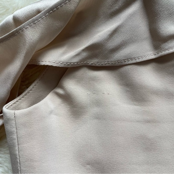 Amanda Uprichard Dress Tate Cold Shoulder Fit & Flare 100% Silk Bone Nude P - Picture 13 of 16